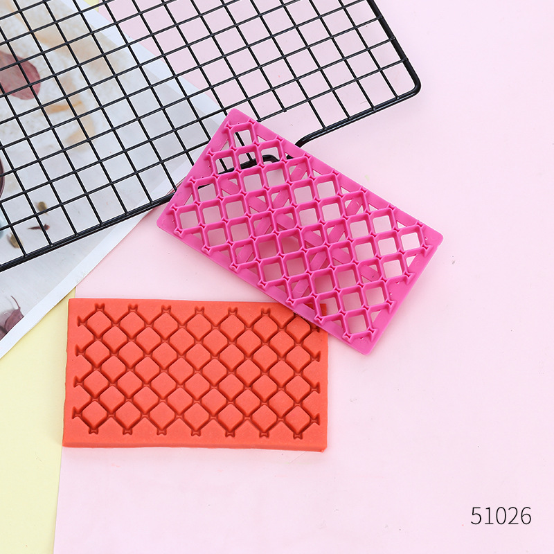 Fondant Impression Mat Set, Lattice & Diamond Pattern Cookie Embossing Mold, Single-Handle Cake Decorating Tool for Baking Cookies, Fondant & Gum Paste