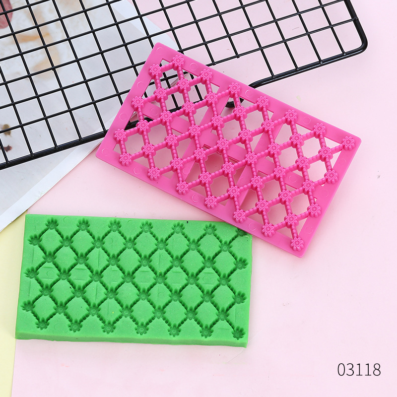 Fondant Impression Mat Set, Lattice & Diamond Pattern Cookie Embossing Mold, Single-Handle Cake Decorating Tool for Baking Cookies, Fondant & Gum Paste
