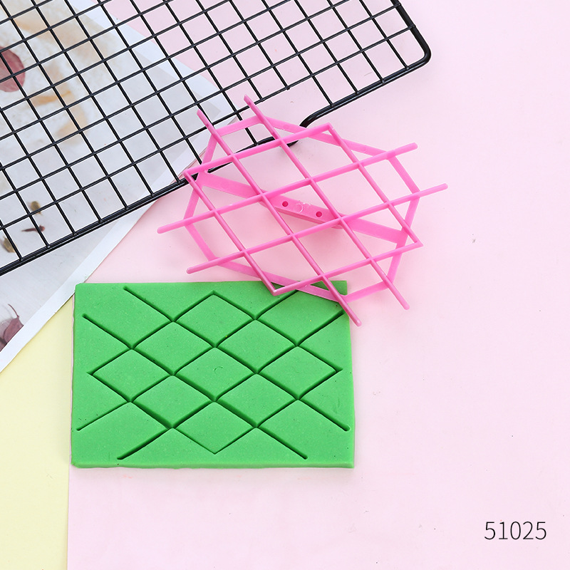 Fondant Impression Mat Set, Lattice & Diamond Pattern Cookie Embossing Mold, Single-Handle Cake Decorating Tool for Baking Cookies, Fondant & Gum Paste