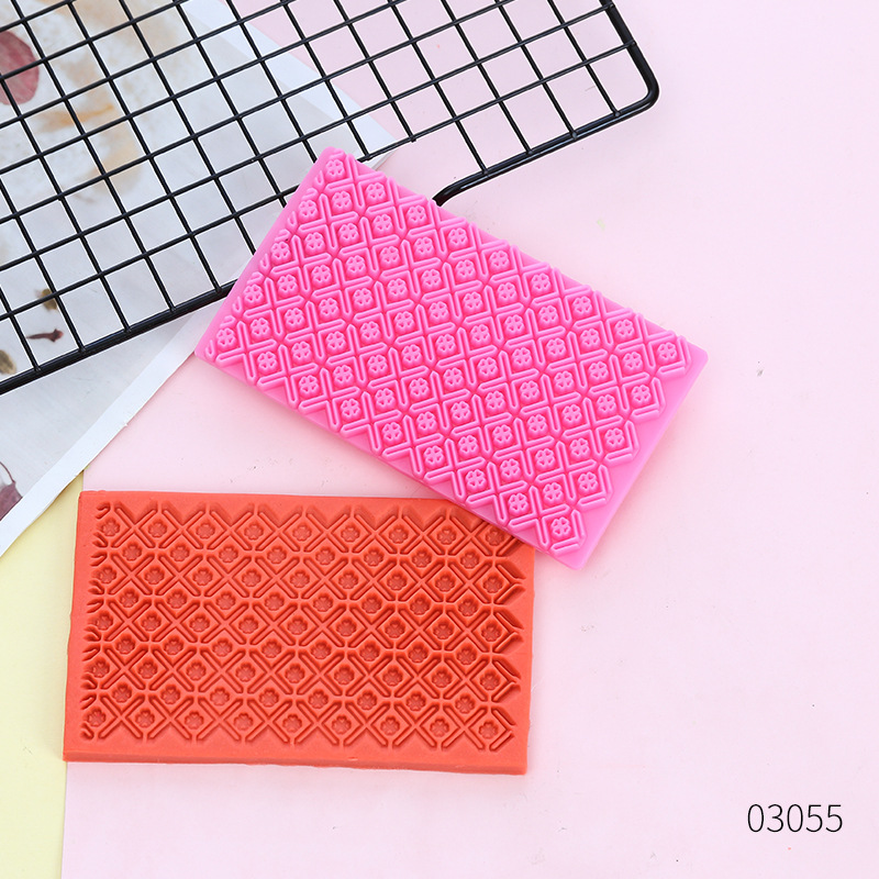 Fondant Impression Mat Set, Lattice & Diamond Pattern Cookie Embossing Mold, Single-Handle Cake Decorating Tool for Baking Cookies, Fondant & Gum Paste