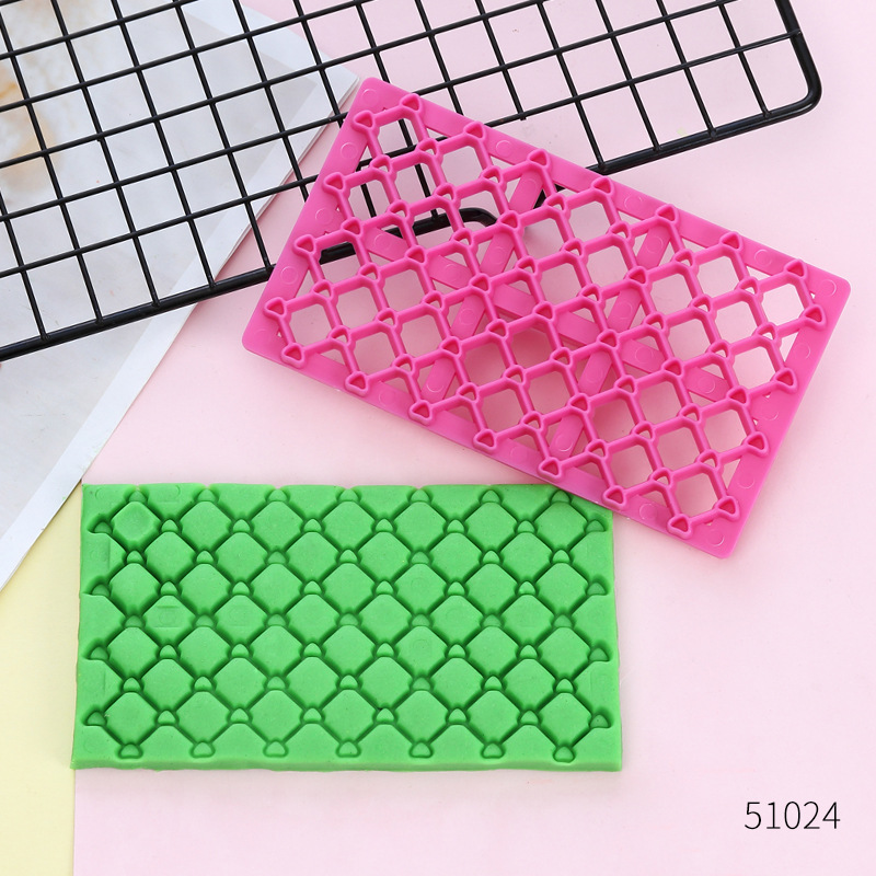 Fondant Impression Mat Set, Lattice & Diamond Pattern Cookie Embossing Mold, Single-Handle Cake Decorating Tool for Baking Cookies, Fondant & Gum Paste