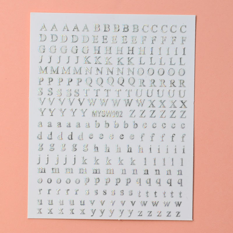 12-Color Fluorescent Nail Letter Stickers Set - Complete A-Z Alphabet (Upper & Lower Case) for School Nail Art Classes & Office Creativity