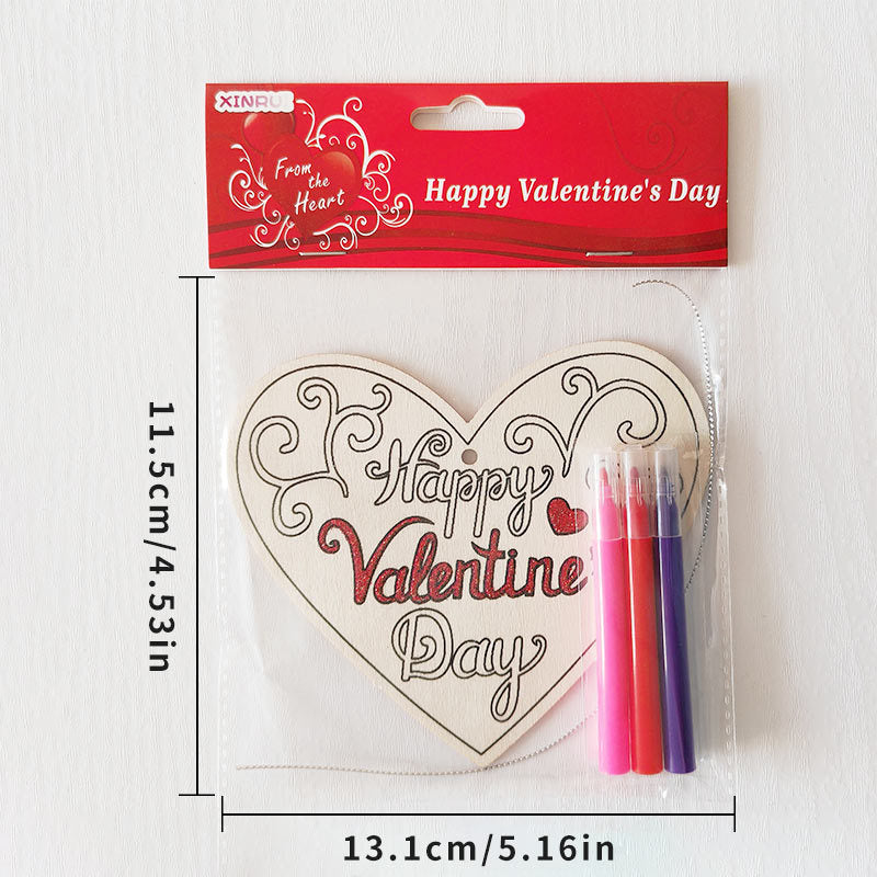 Couples DIY Wooden Ornament Kit for Valentine‘s Day， 5-Piece Heart Bear Bee Craft Set for Date Night， Personalized Love Token with Painting Supplies， Romantic Craft Activity for Partners