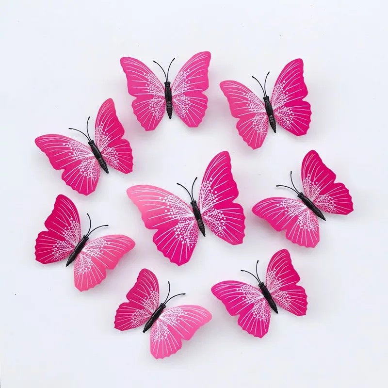 Solid Color 3D Butterfly Wall Art (6-12cm) - Realistic Decorative Butterfly Stickers & Craft Ornaments