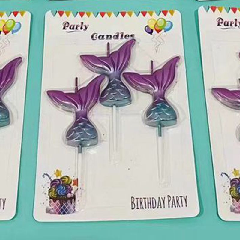 Mermaid Tail Glitter Candles  - Magical Cake Topper Decor for Birthday Parties, Ocean-Themed Weddings & Celebration Cakes