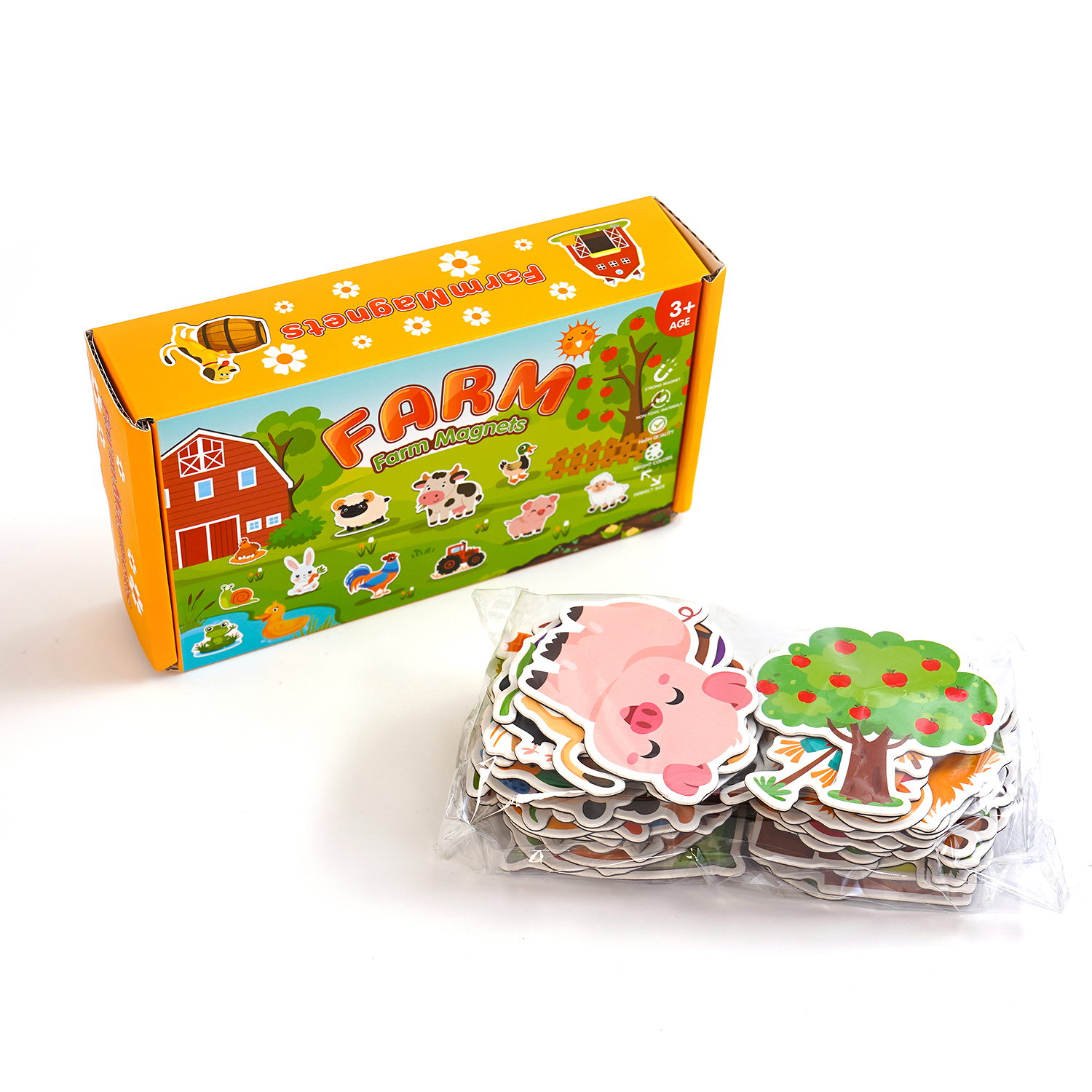 Farm Theme Soft Magnet Set | Vegetables Fruits & Farm Animals Fridge Magnets, Educational Magnetic Toys for Kids & Refrigerator Decor