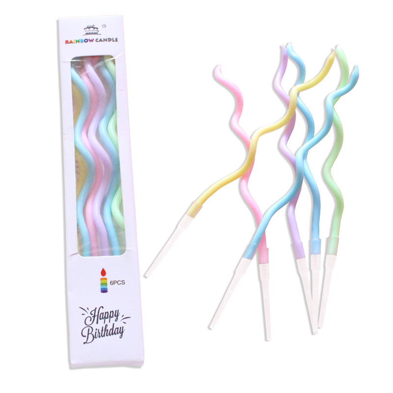 Creative Bent Cake Candles | Electroplated 5-Color Vintage Candle Toppers | Birthday Party Dessert Table Decoration