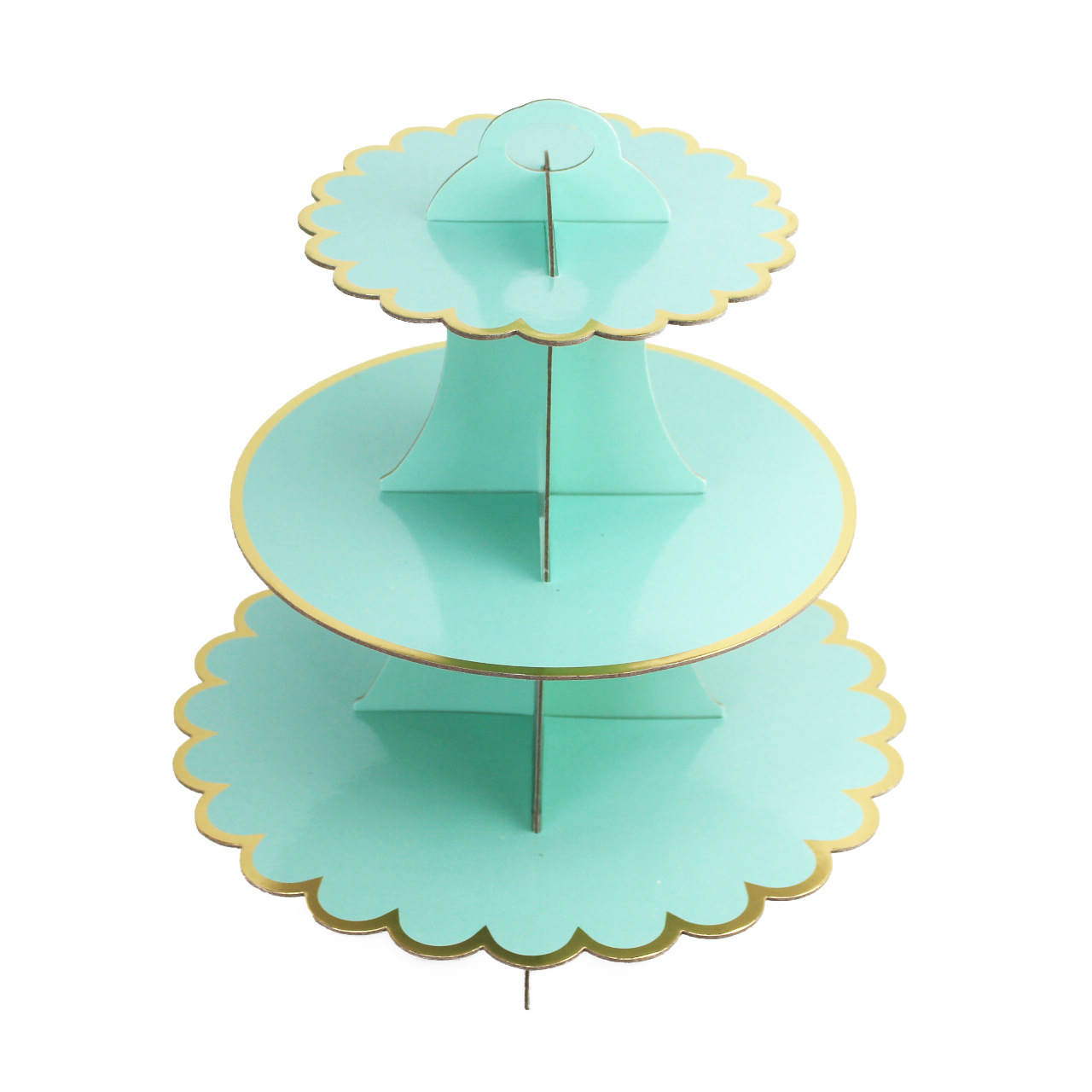 3-Tier Gold Foil Paper Cupcake Stand, Disposable Dessert Display Tray for Birthday Wedding Party