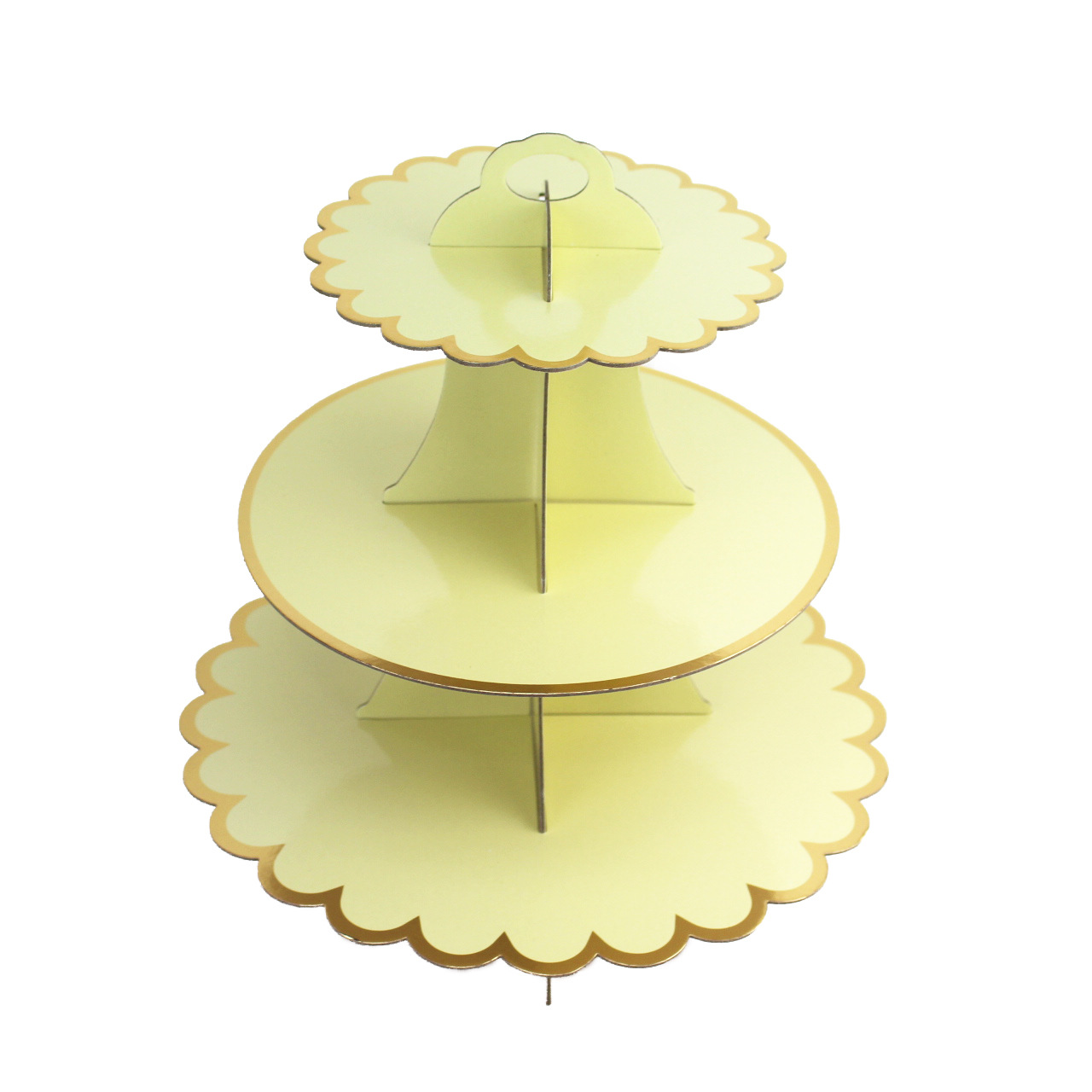 3-Tier Gold Foil Paper Cupcake Stand, Disposable Dessert Display Tray for Birthday Wedding Party