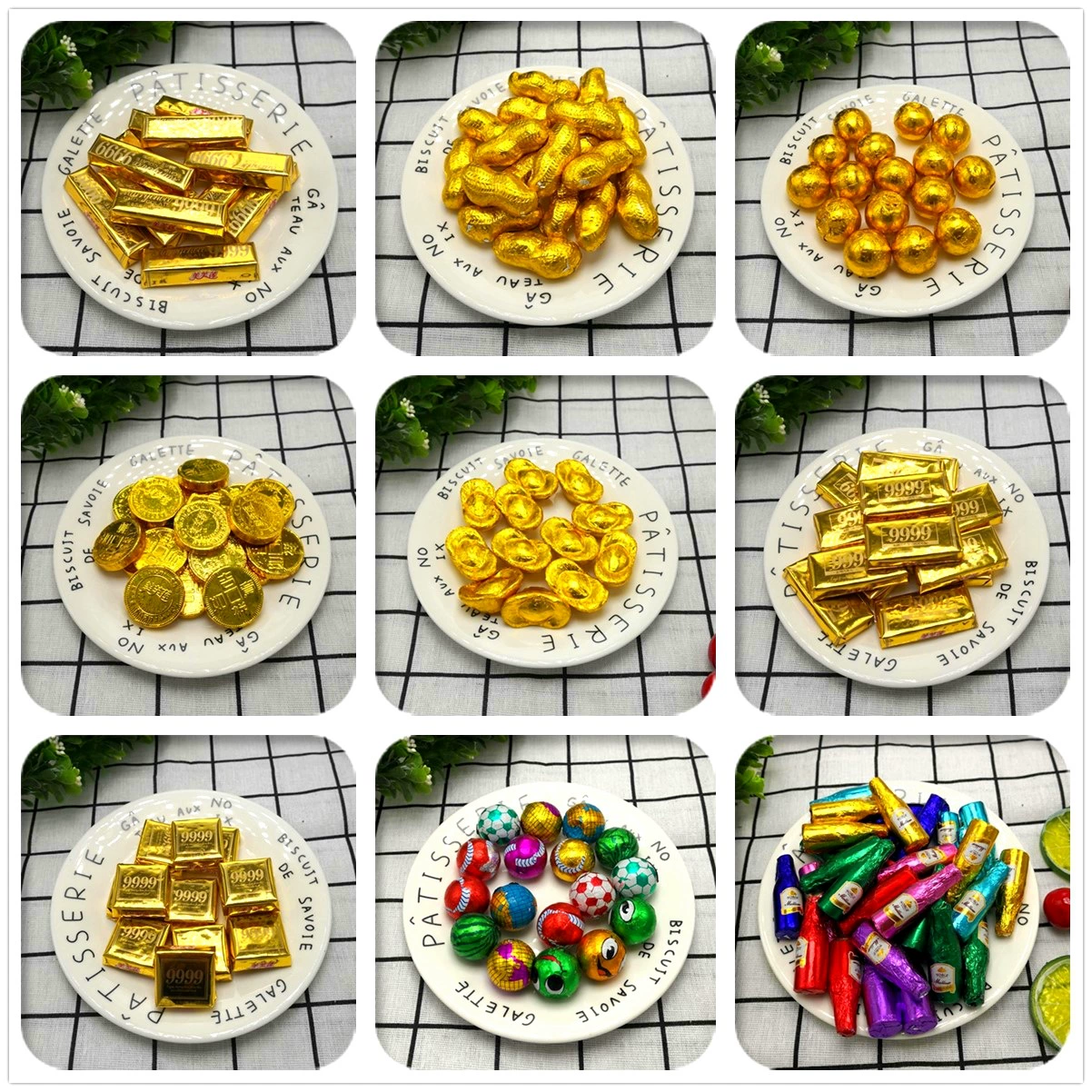 Gold Coin, Bar, Ingot & Ball Shaped Chocolate Candies, Bulk Pack 5 lbs Assorted Foil Wrapped Milk Chocolate