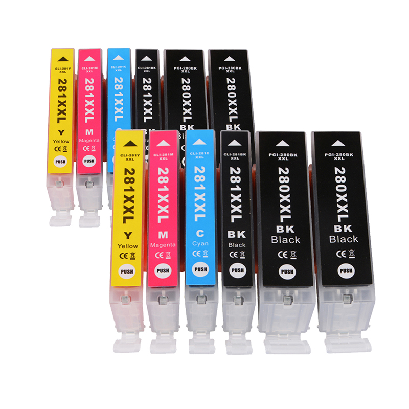 5-Pack Compatible Ink Cartridges for Canon PGI-280XXL CLI-281XXL | 2 Black, 1 Cyan, 1 Magenta, 1 Yellow | Works with Canon TR8520 TR8620 TR7520 TR8600 TS6120 TS6220 TS9120 Printers