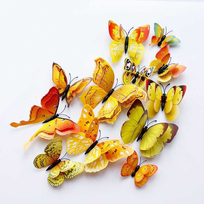 Double-Layer 3D Realistic Butterfly Wall Stickers - Bulk Wholesale Removable Decals for Living Room, Home Decor (Self-Adhesive, Aesthetic Wall Art, Creative Background Decoration)