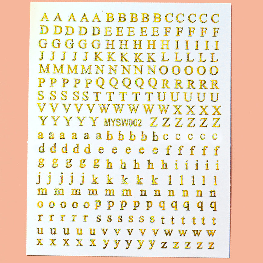 12-Color Fluorescent Nail Letter Stickers Set - Complete A-Z Alphabet (Upper & Lower Case) for School Nail Art Classes & Office Creativity