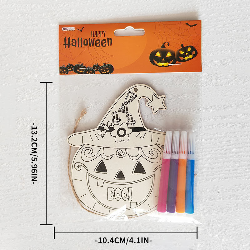 Halloween Wood Craft Kit for Kids, Pumpkin Ghost Painting Board with Pre-Drilled Holes, Spooky Art Activity for Family & Classroom, Non-Toxic DIY Decor for Children's Party