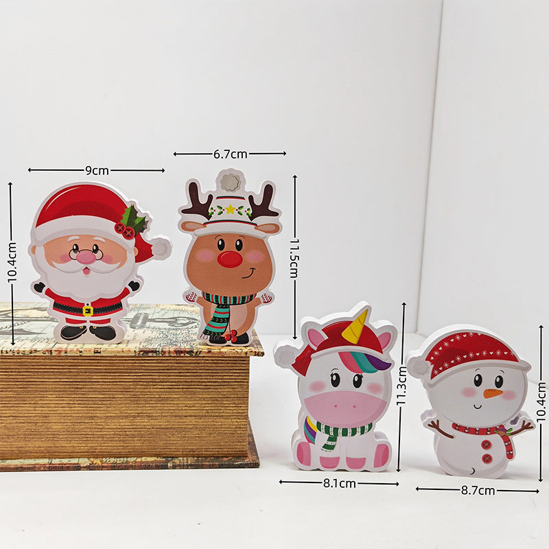 Wooden Christmas Decorations Set - Santa, Snowman, Gnome Figurines, Rustic Holiday Table Decor, Farmhouse Xmas Centerpiece