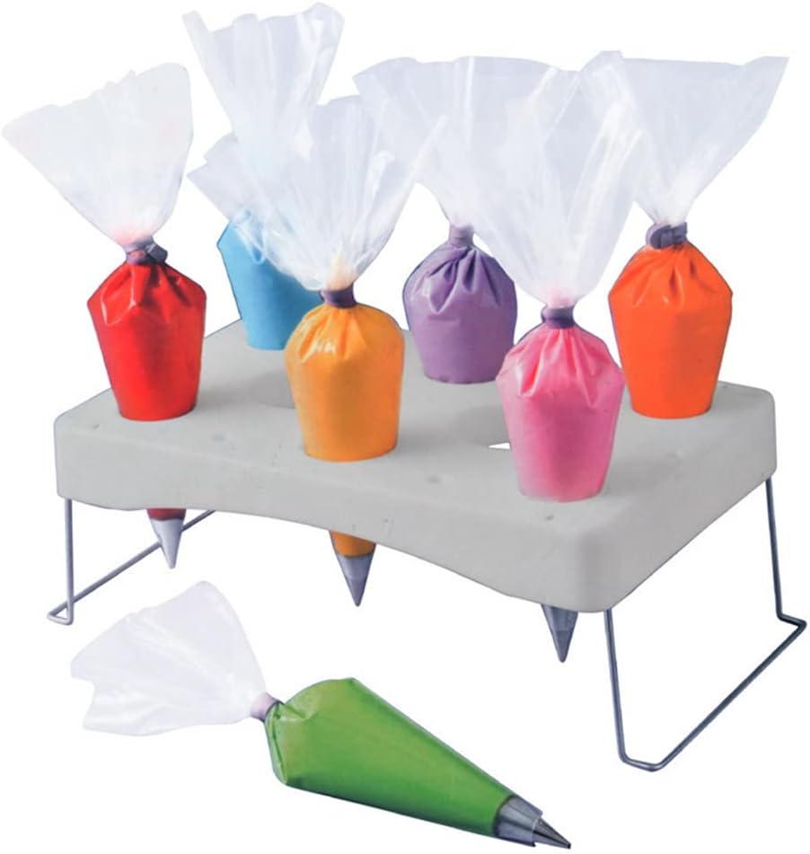 Piping bag shelf Decorating bag rack Cake decorating frosting bag rack Stainless steel feet Cake tools DIY baking 12 cavity cream bag rack (1 Packs)