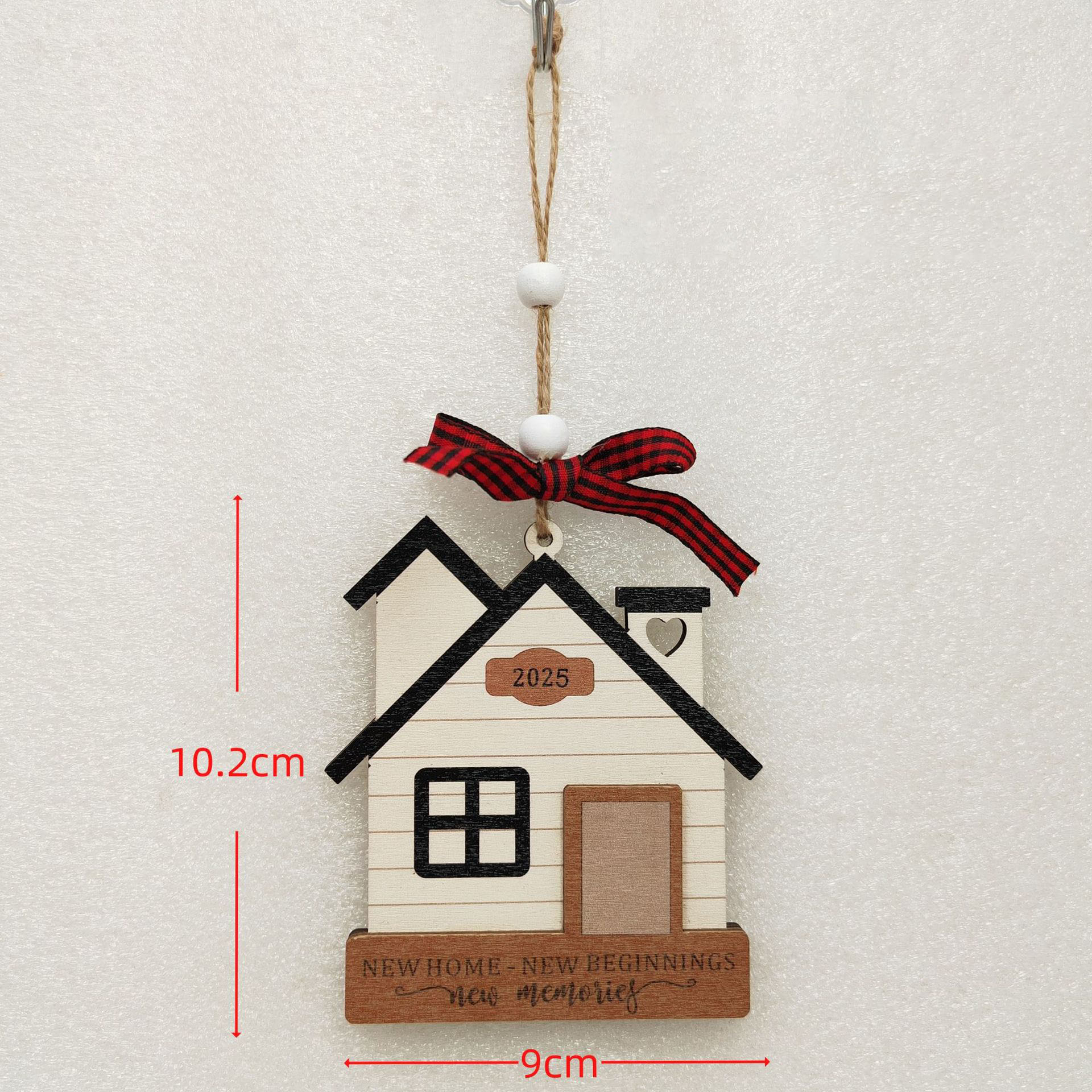 14PCS Wooden Christmas Decor Set, Mini House Ornaments with Hanging Loops, Festive Tree & Mantel Display, Rustic Holiday Tabletop Village Decor
