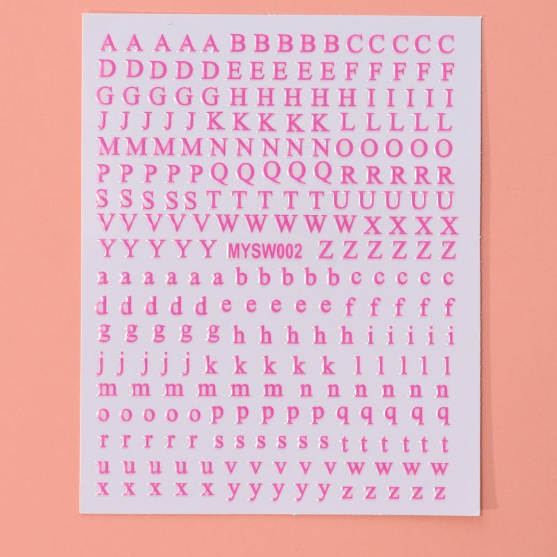 12-Color Fluorescent Nail Letter Stickers Set - Complete A-Z Alphabet (Upper & Lower Case) for School Nail Art Classes & Office Creativity