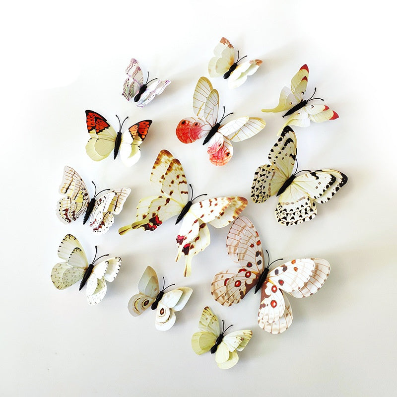 Double-Layer 3D Realistic Butterfly Wall Stickers - Bulk Wholesale Removable Decals for Living Room, Home Decor (Self-Adhesive, Aesthetic Wall Art, Creative Background Decoration)