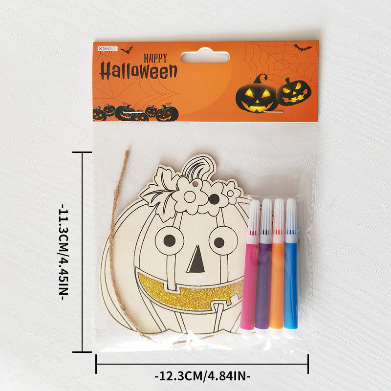 Halloween Wood Craft Kit for Kids, Pumpkin Ghost Painting Board with Pre-Drilled Holes, Spooky Art Activity for Family & Classroom, Non-Toxic DIY Decor for Children's Party