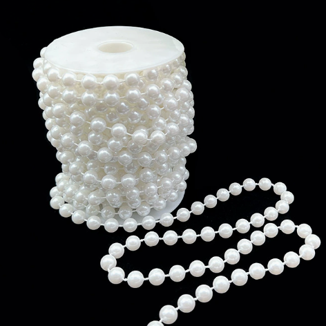 6-14mm Artificial Pearl Bead Garland Strand, Continuous Plastic Pearl String for Wedding Party Decor, DIY Craft, Wreath & Bouquet Embellishment