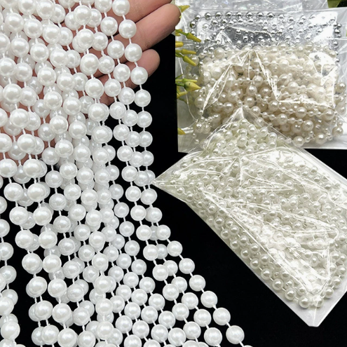 6-14mm Artificial Pearl Bead Garland Strand, Continuous Plastic Pearl String for Wedding Party Decor, DIY Craft, Wreath & Bouquet Embellishment