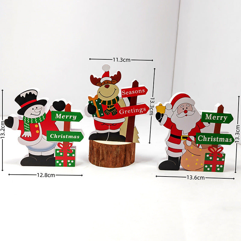 Wooden Christmas Decorations Set - Santa, Snowman, Gnome Figurines, Rustic Holiday Table Decor, Farmhouse Xmas Centerpiece