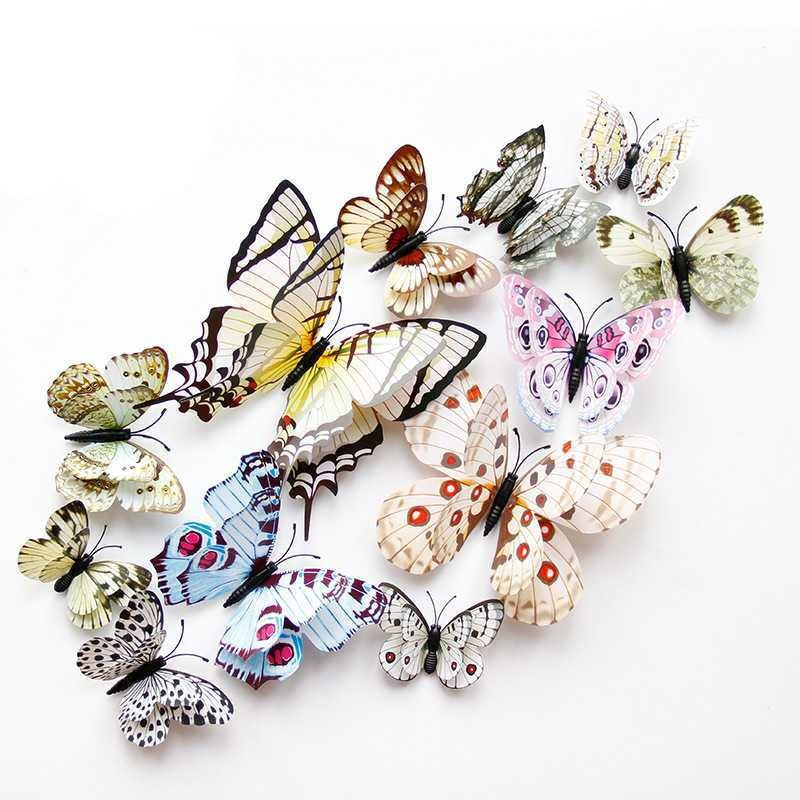 Double-Layer 3D Realistic Butterfly Wall Stickers - Bulk Wholesale Removable Decals for Living Room, Home Decor (Self-Adhesive, Aesthetic Wall Art, Creative Background Decoration)