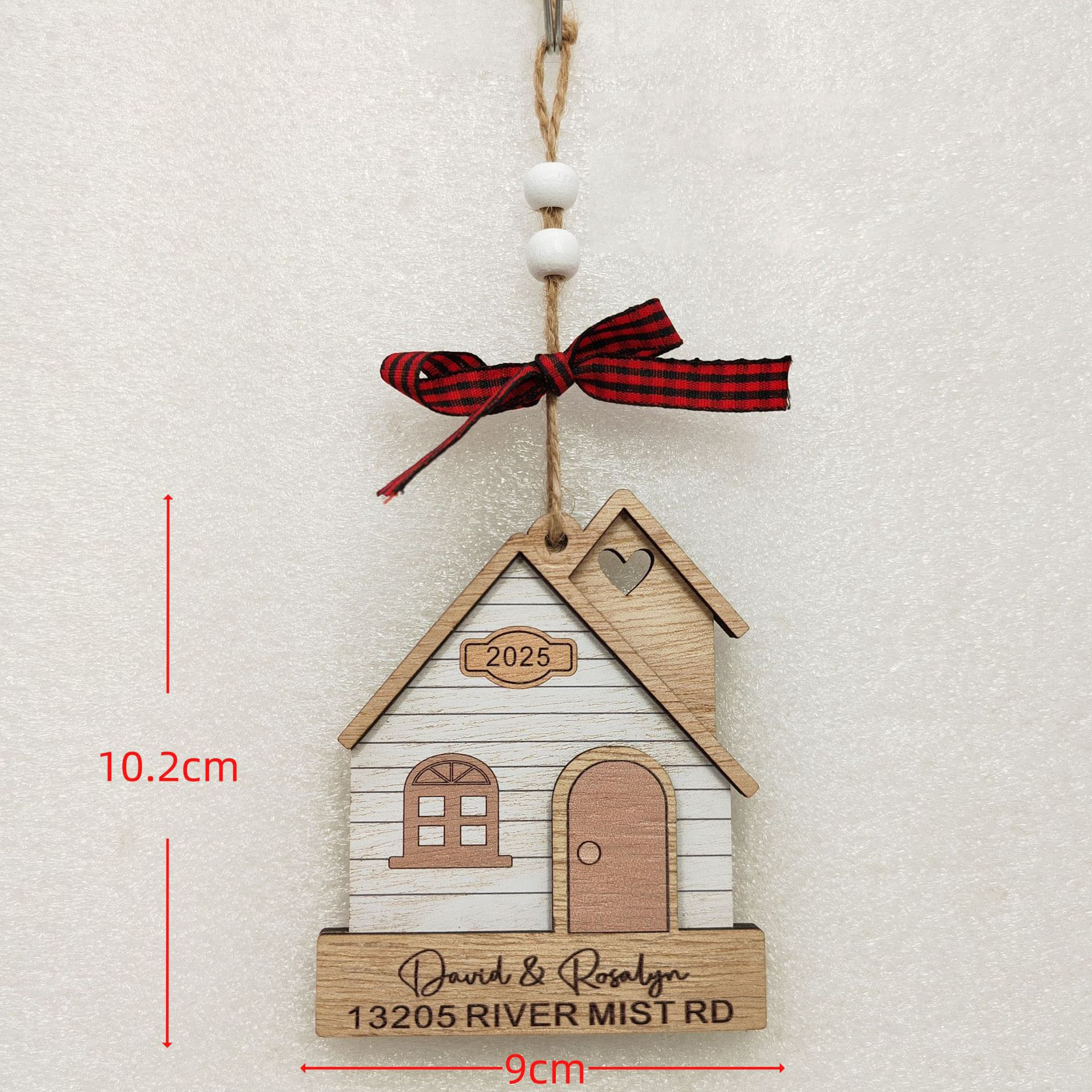 14PCS Wooden Christmas Decor Set, Mini House Ornaments with Hanging Loops, Festive Tree & Mantel Display, Rustic Holiday Tabletop Village Decor