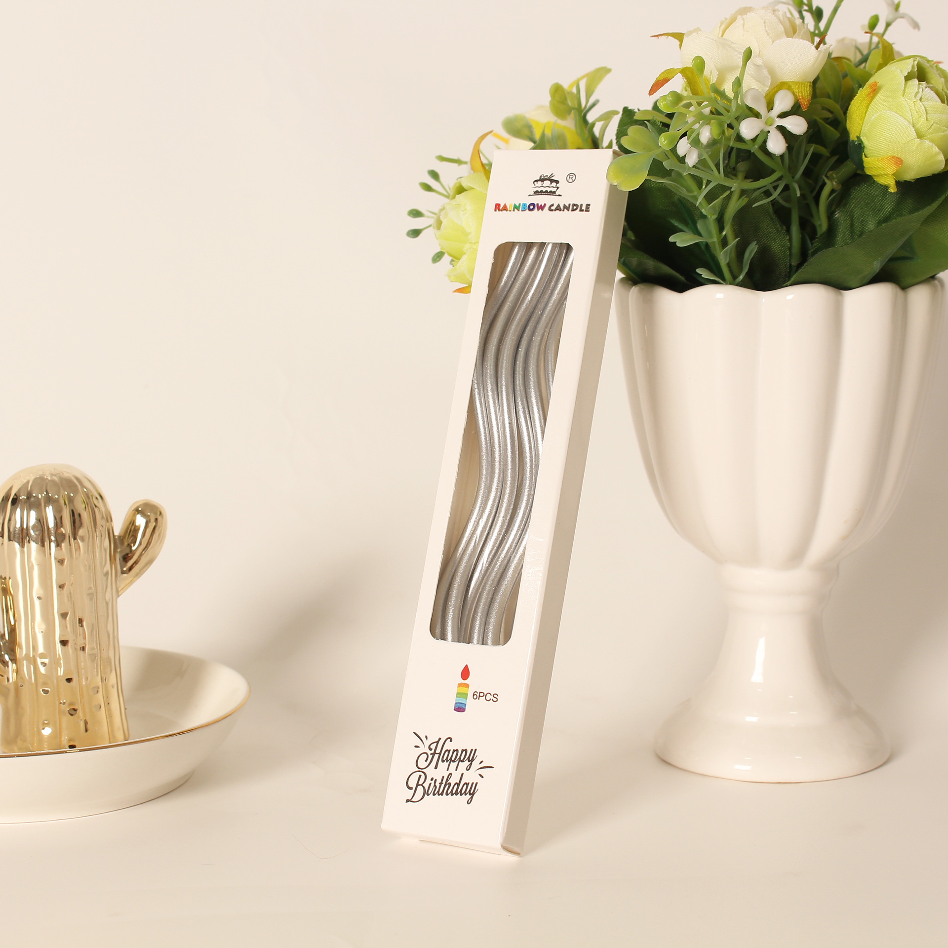 Creative Bent Cake Candles | Electroplated 5-Color Vintage Candle Toppers | Birthday Party Dessert Table Decoration