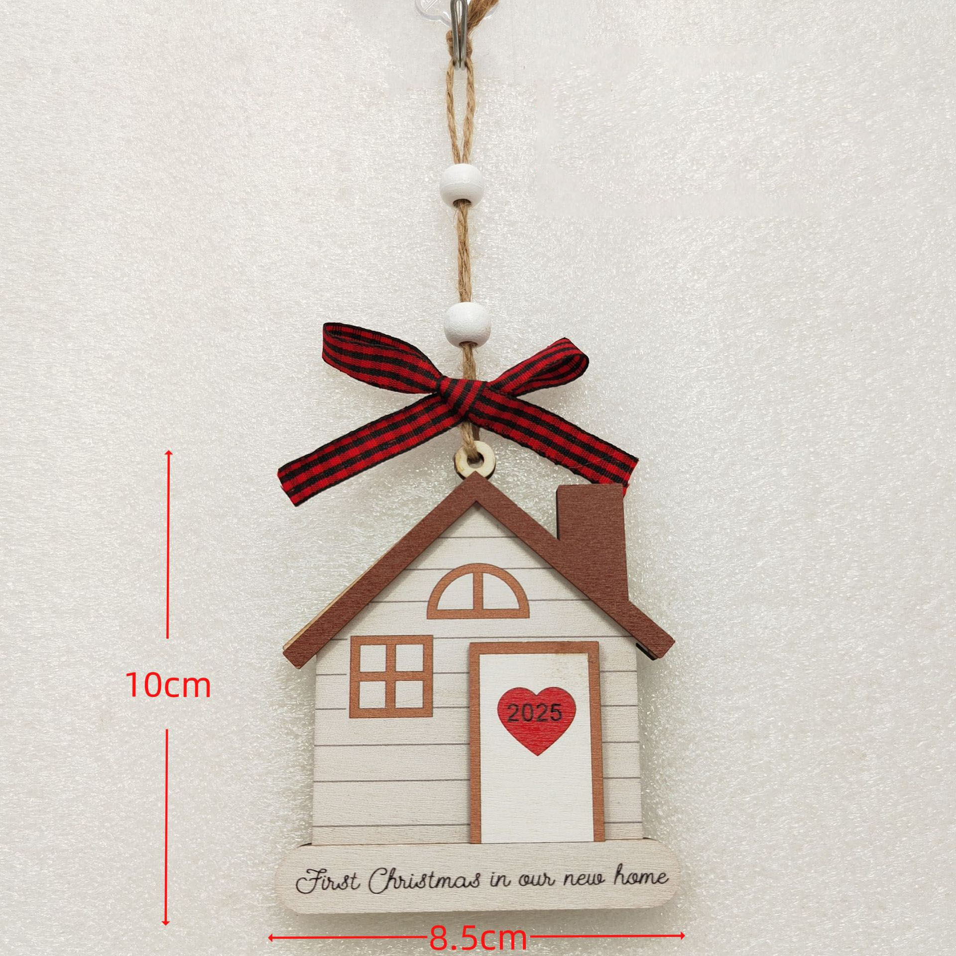 14PCS Wooden Christmas Decor Set, Mini House Ornaments with Hanging Loops, Festive Tree & Mantel Display, Rustic Holiday Tabletop Village Decor