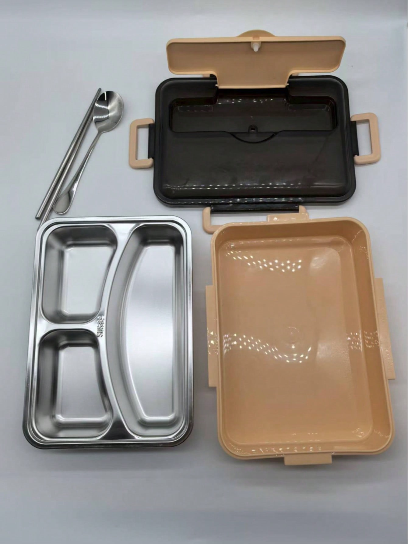 Lunch Box, 3 Compartment Meal Prep Container, Box for Kids, Durable BPA Free Reusable Food Storage Container for School, Business, Work, Travel