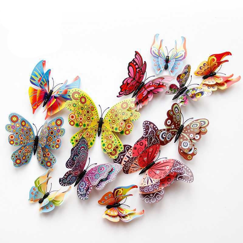 Double-Layer 3D Realistic Butterfly Wall Stickers - Bulk Wholesale Removable Decals for Living Room, Home Decor (Self-Adhesive, Aesthetic Wall Art, Creative Background Decoration)