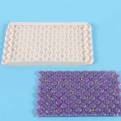 Silicone Beaded & Textured Fondant Mold, Faux Gemstone & Knitted Pattern Mat for Cake Decorating