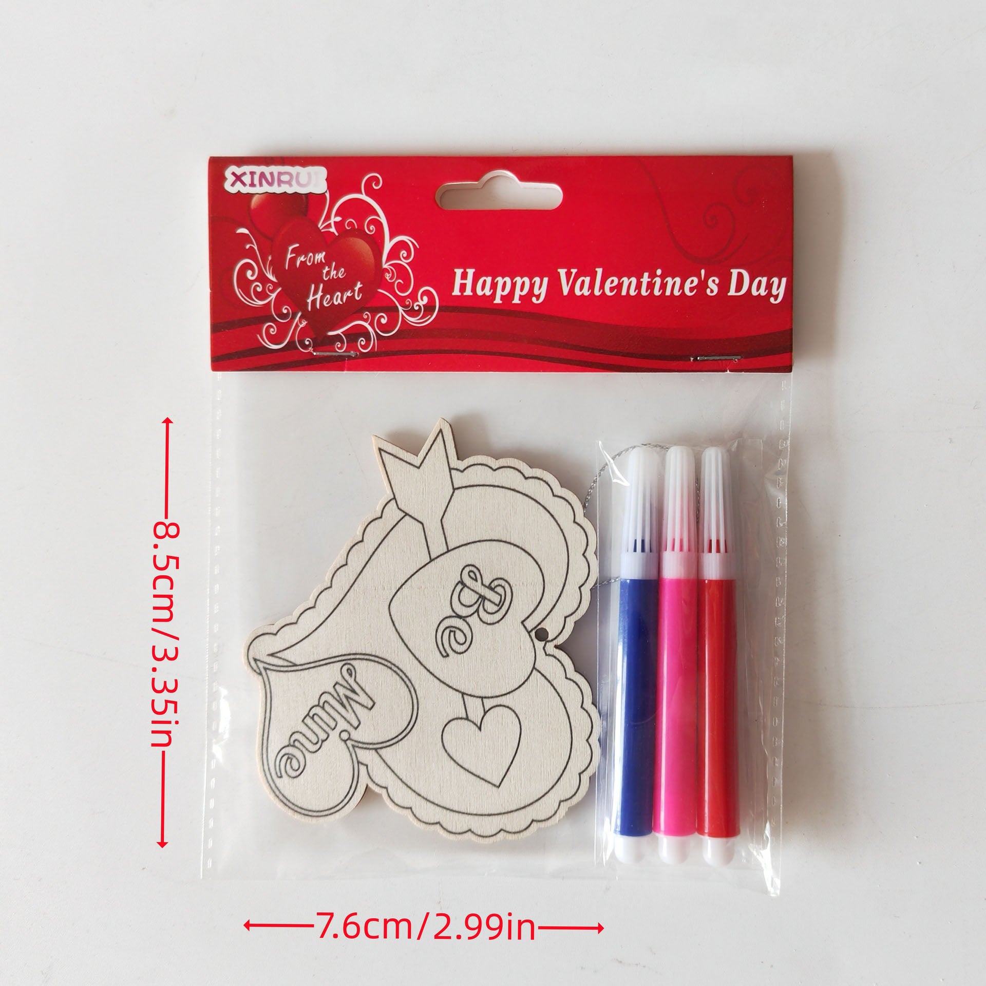 Couples DIY Wooden Ornament Kit for Valentine‘s Day， 5-Piece Heart Bear Bee Craft Set for Date Night， Personalized Love Token with Painting Supplies， Romantic Craft Activity for Partners