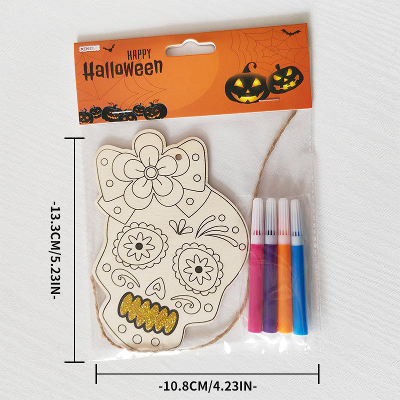 Halloween Wood Craft Kit for Kids, Pumpkin Ghost Painting Board with Pre-Drilled Holes, Spooky Art Activity for Family & Classroom, Non-Toxic DIY Decor for Children's Party