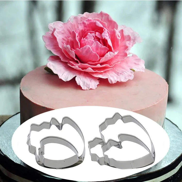 Professional Peony Cutter & Veiner Set | Stainless Steel Cookie Cutter with Silicone Veining Mold | Fondant Gumpaste Flower Making Tool
