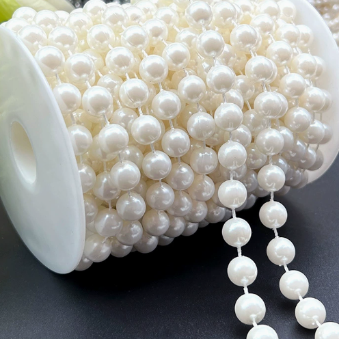 6-14mm Artificial Pearl Bead Garland Strand, Continuous Plastic Pearl String for Wedding Party Decor, DIY Craft, Wreath & Bouquet Embellishment