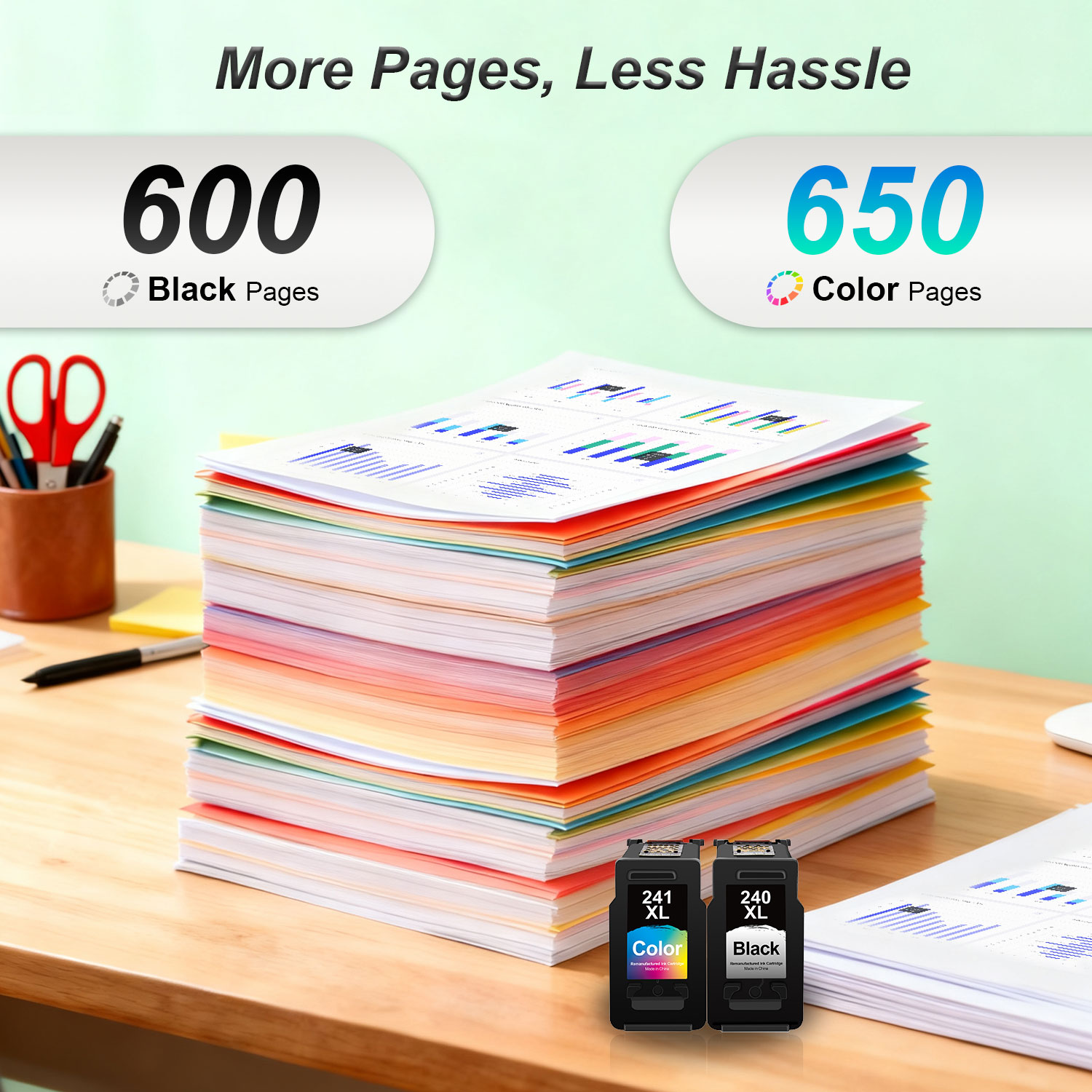 PG-240 XL/CL-241 XL Ink Cartridges for Canon 240XL 241XL Combo Pack Cannon Printer Ink 240 241 for PIXMA MG3620 MG3600 MG3520 TS5120 MG2120 MG3220 MX472 MX452 MX512 (Black & Color)