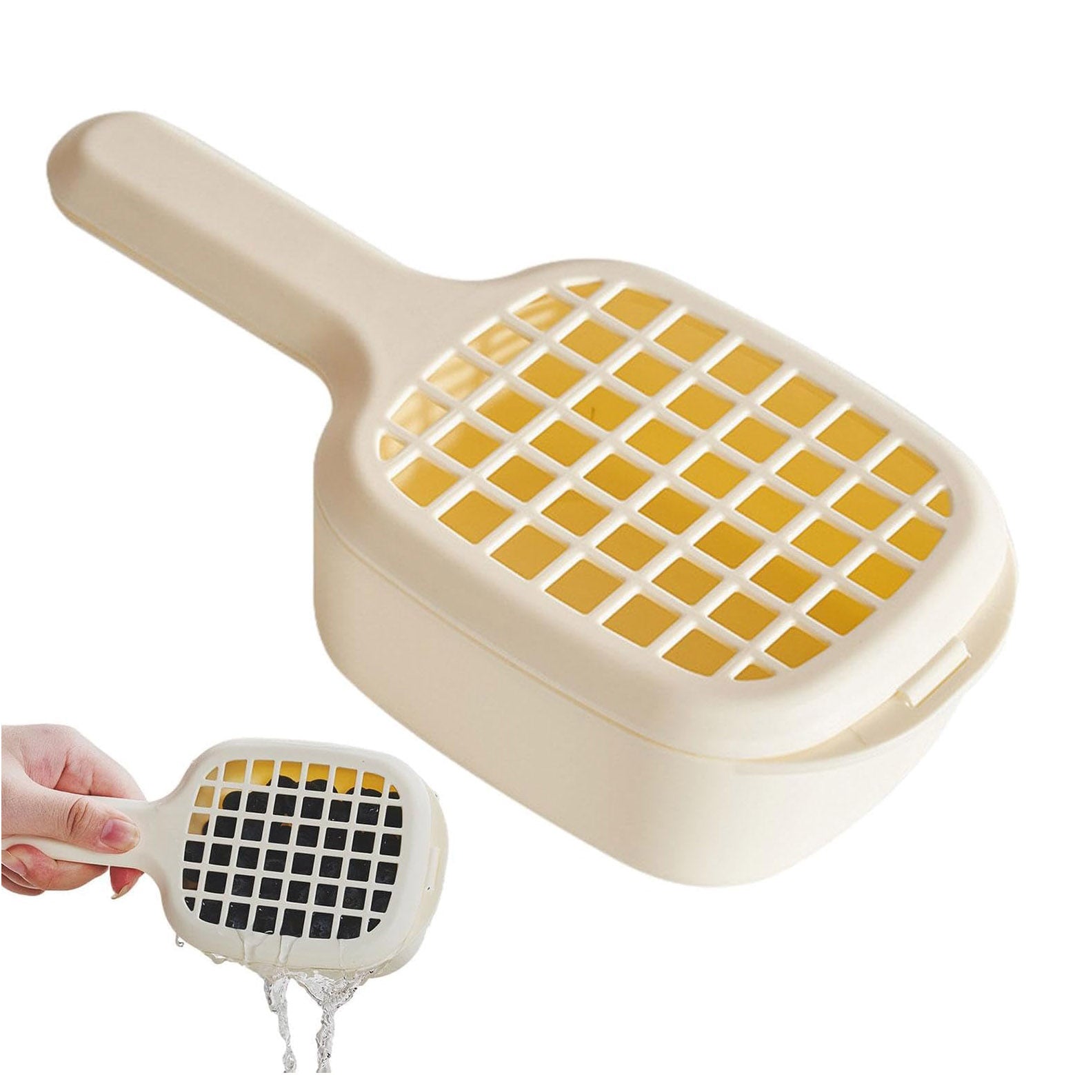 Generic Fruit Strainer Kitchen   Basket Drainage Kitchen   Basket Fruit Colander   Handy Colander - Efficient Kitchen Drainage Basket for Washing Blueberries, Small Tomatoes, Grapes, Light Yellow