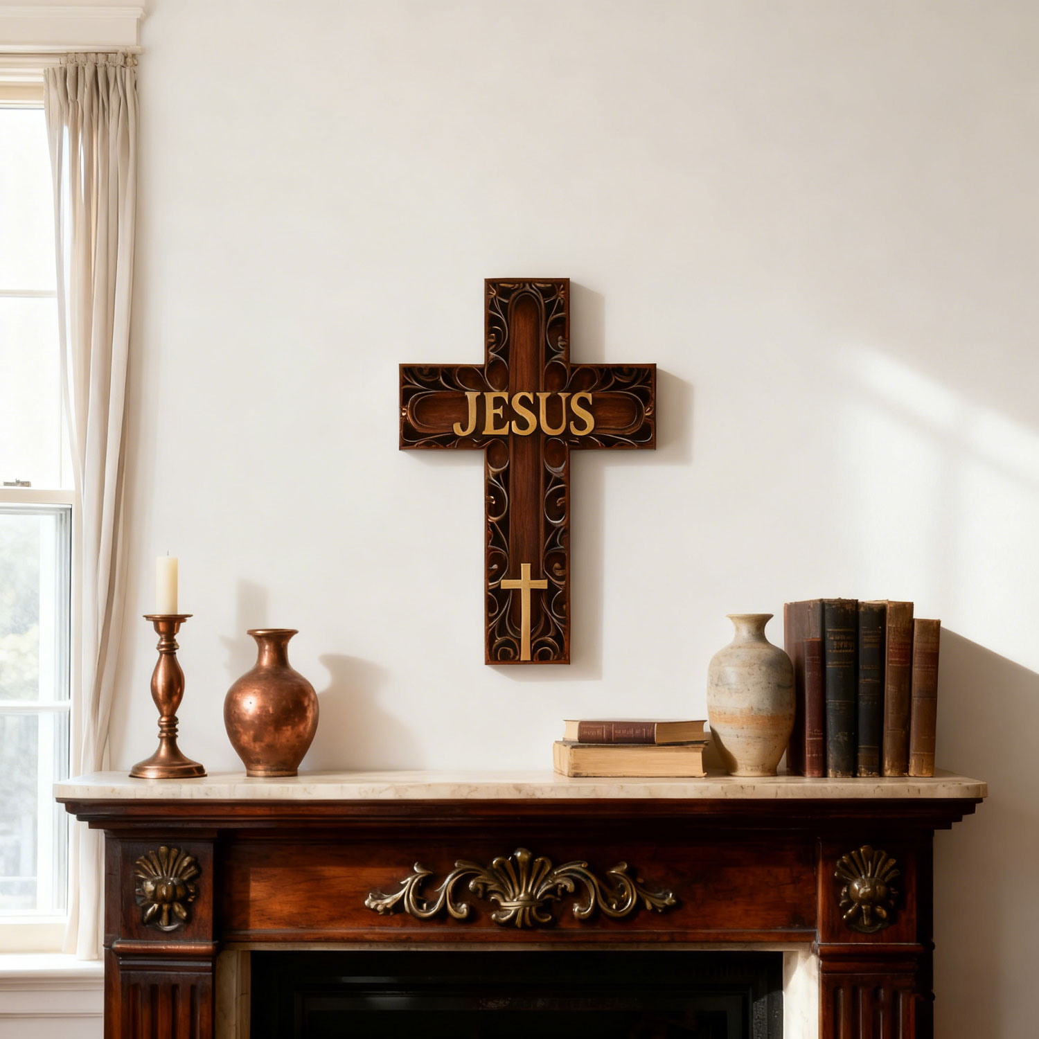 Vintage Wooden Jesus Pocket Cross, Hand-Carved Religious Token for Prayer & Comfort, Portable Standing Cross, Spiritual Gift, Christian Meditation Aid