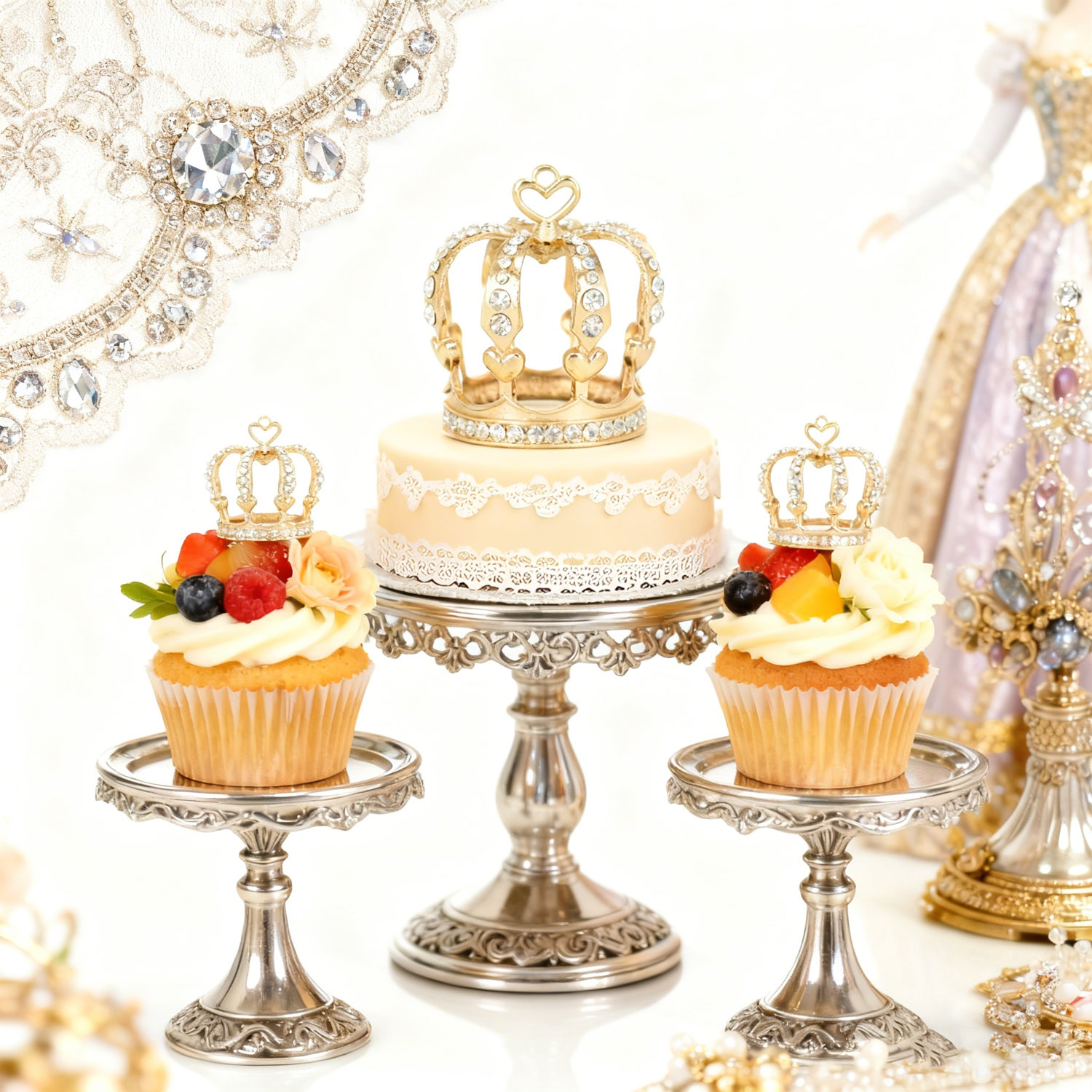 Birthday Decoration Heart-Shaped Alloy Mini Crown - Cake Baking Ornament, Bouquet Accessory & Bottle Lid Decor