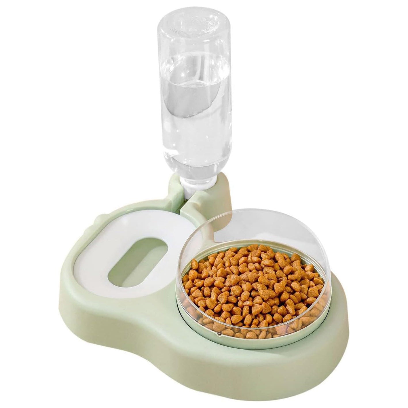 2 in 1 Dog Cat Bowls Water and Food Bowl Set, 15°Tilted Raised Cat Bowls with Automatic Water Dispenser Bottle and Detachable Cat Dish, Pet Feeder for Small or Medium Dogs Cats Puppy Kitten Rabbit