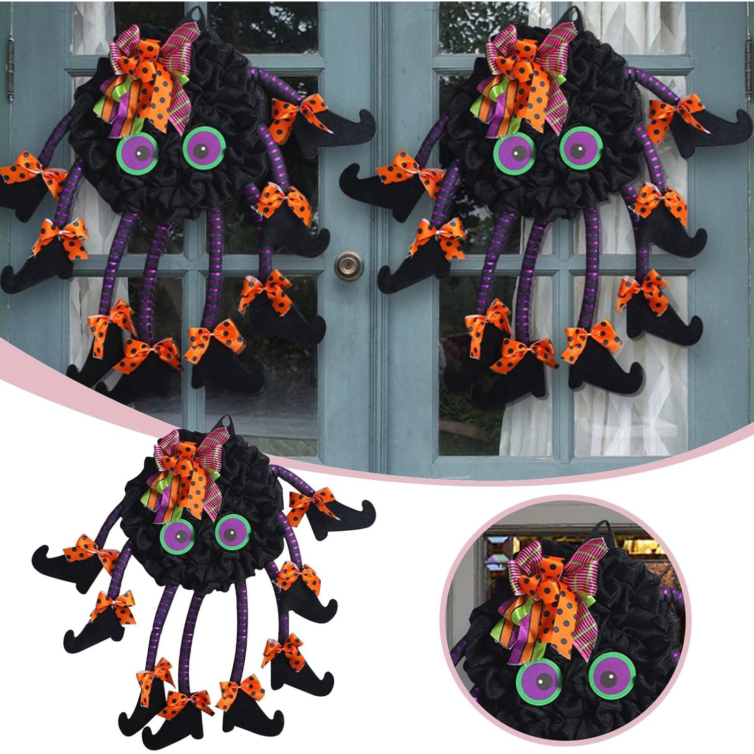 Event Dress plus Size Halloween New Legged Door Hanger Creative Halloween Wreath Divorce Party Decorations for Women (Black, One Size)