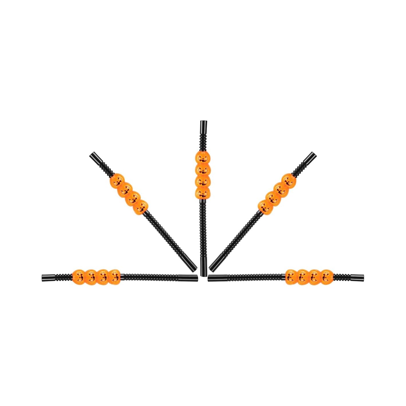 Halloween Pumpkin Straws,Halloween Party Straws,Halloween Drinking Straws,Halloween Party Favors Decorations Supplies,Pack of 5
