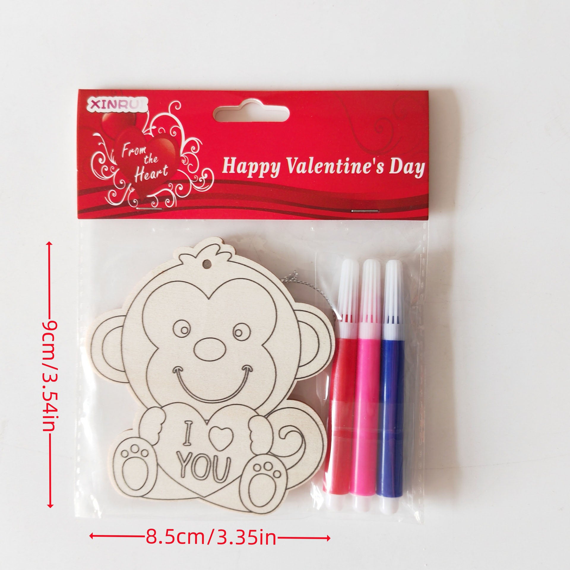 Couples DIY Wooden Ornament Kit for Valentine‘s Day， 5-Piece Heart Bear Bee Craft Set for Date Night， Personalized Love Token with Painting Supplies， Romantic Craft Activity for Partners