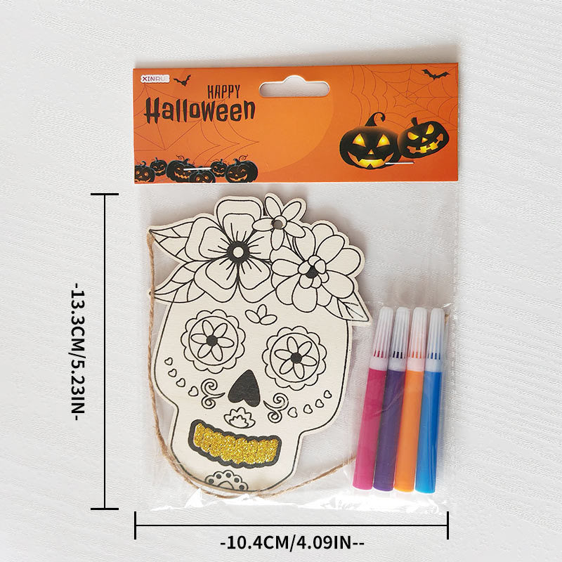 Halloween Wood Craft Kit for Kids, Pumpkin Ghost Painting Board with Pre-Drilled Holes, Spooky Art Activity for Family & Classroom, Non-Toxic DIY Decor for Children's Party