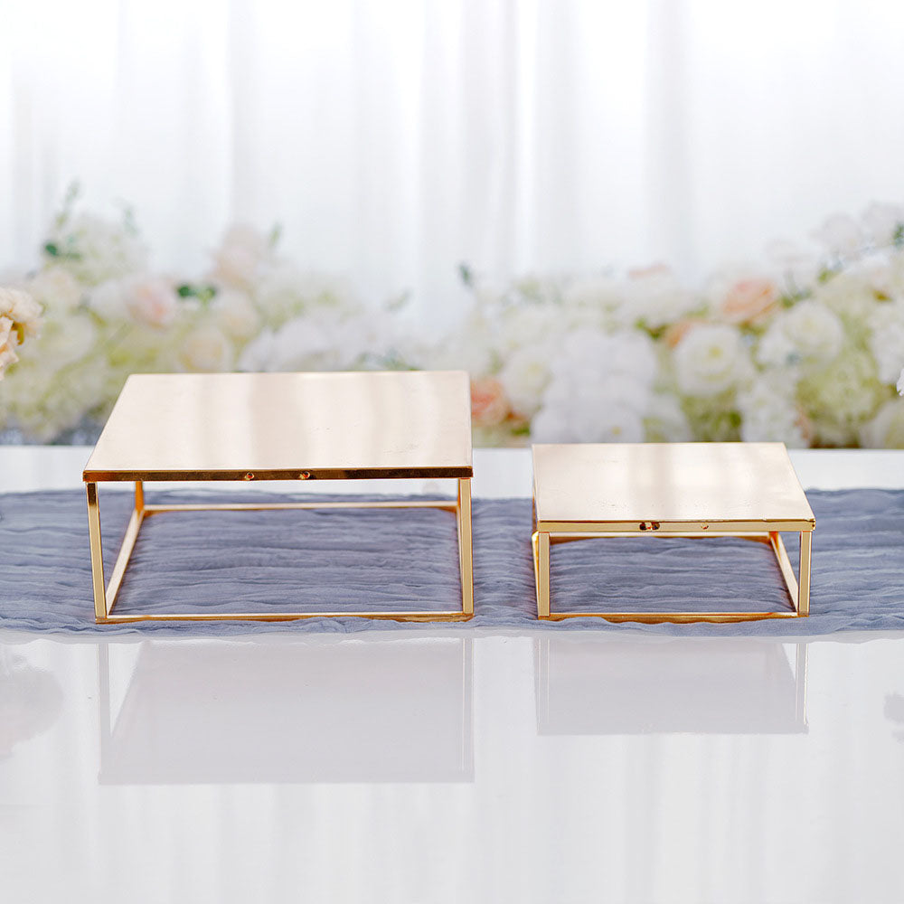 3-Tier Square Gold Cake Stand, Luxury Wedding Birthday Dessert Display, Vintage Cupcake Tower, Bakery Display Tray, Anniversary Party Centerpiece Decor