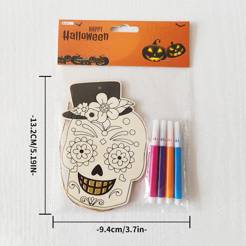 Halloween Wood Craft Kit for Kids, Pumpkin Ghost Painting Board with Pre-Drilled Holes, Spooky Art Activity for Family & Classroom, Non-Toxic DIY Decor for Children's Party
