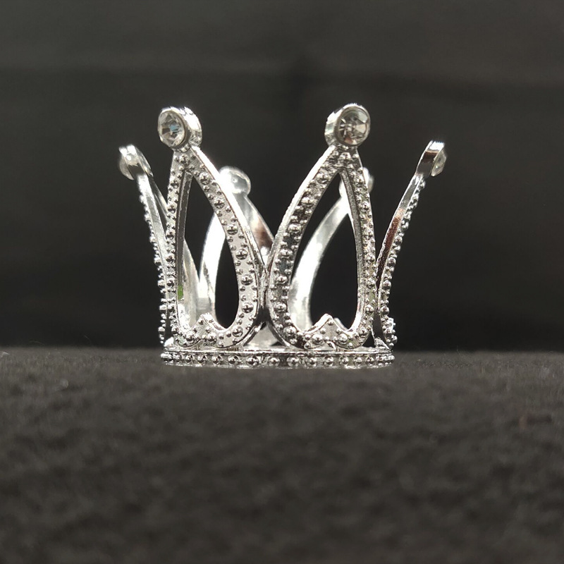 Princess Rhinestone Crown - Round Heart Design, Dual Use for Kids' Birthday Cake Decoration & Stage Performance Accessories